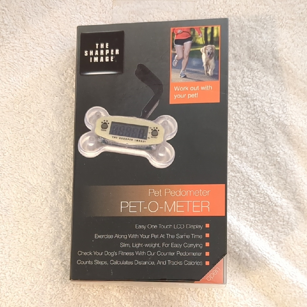 Sharper Image Pet Pedometer in Black & Orange **Unknown if it works**-New In Box